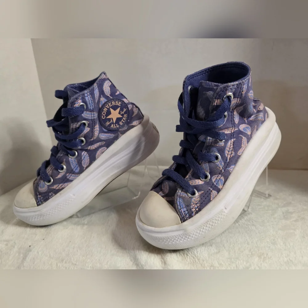 Converse Chuck Taylor Move Hi‎ Canvas Purple Kids Platform Casual Size 12